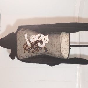 Akira black zip, snake embroidered, short wasted hoodie sweater